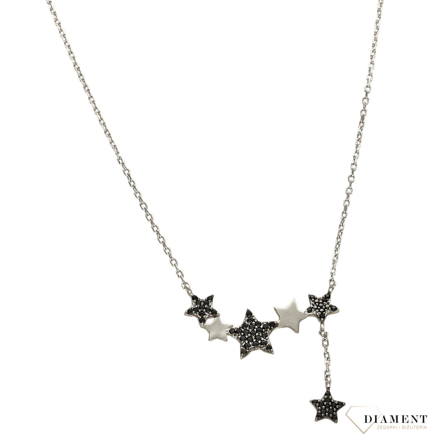 Celebrytka srebrna czarne gwiazdki Dall'Acqua ✓Srebrne Naszyjniki Damskie w Sklepie z Biżuterią zegarki-diament.pl✓.jpg